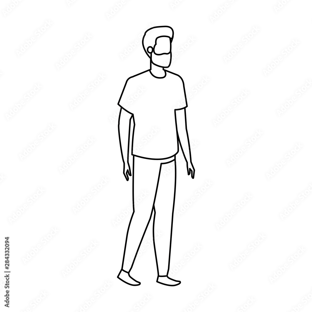 young and casual man with beard character young and casual man with beard character