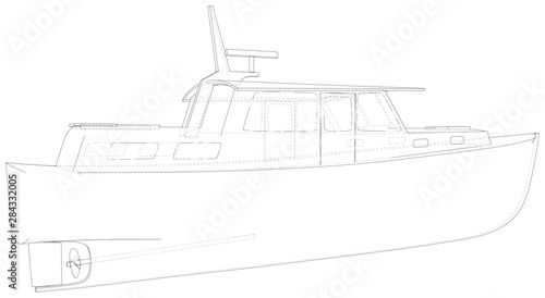 Boat. Technical wire-frame. Vector rendering of 3d. EPS10 format.