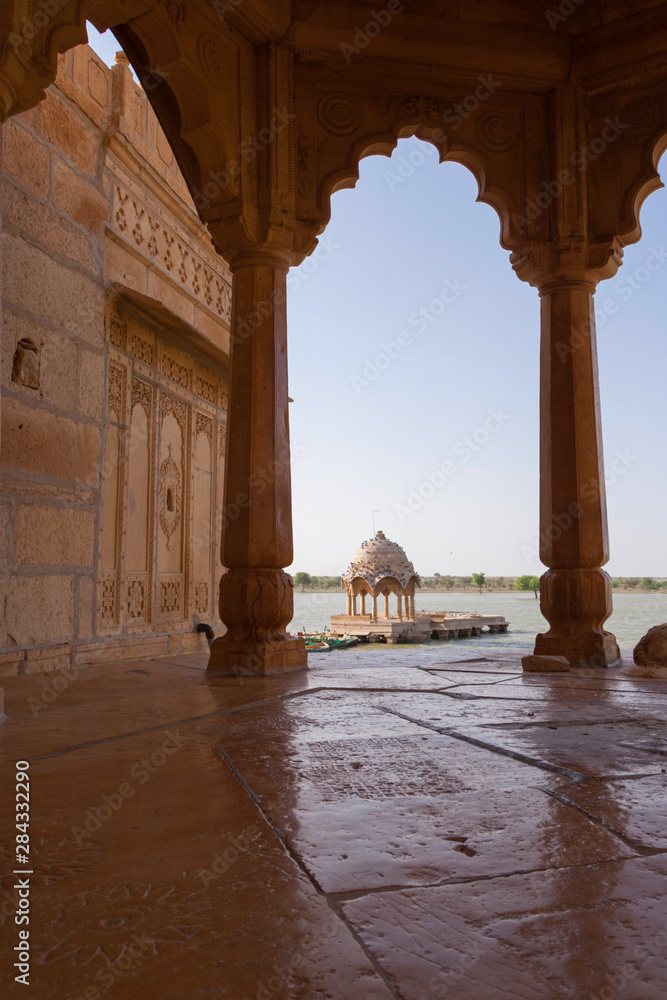 Jaisalmer,India,9,2007;Gadisisar Sagar,artificial lake and its cenotaphs