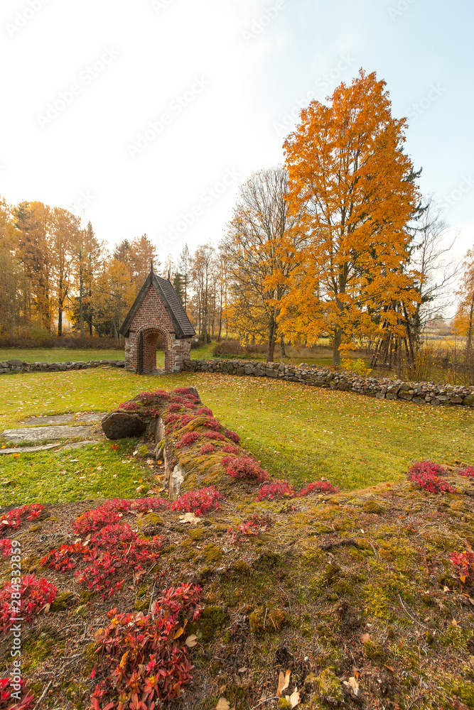 Obraz premium Autumn between old buildings in Sweden