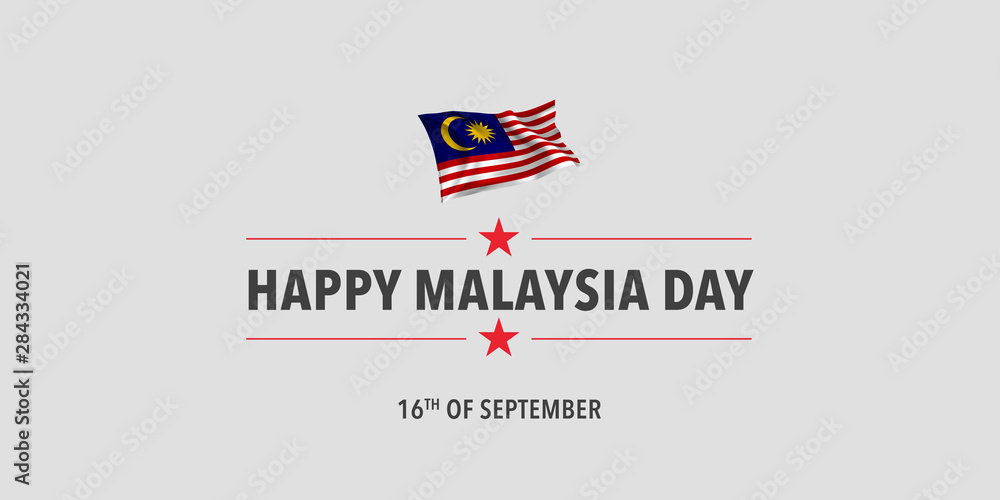 Happy Malaysia day greeting card, banner, vector illustration.