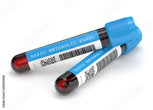 3d render of Basic Metabolic Panel blood tubes photo