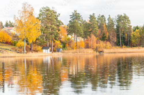 Autumn between villages, nature and water in Scandinavia