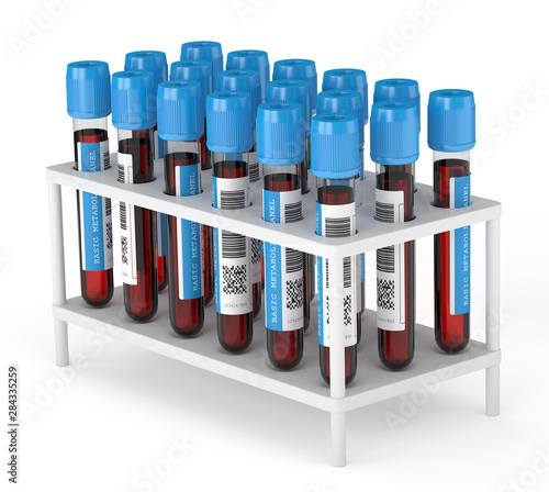 3d render of Basic Metabolic Panel blood tubes photo