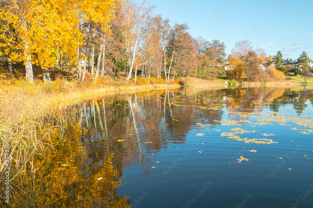 Autumn between villages, nature and water in Scandinavia Autumn between villages, nature and water in Scandinavia