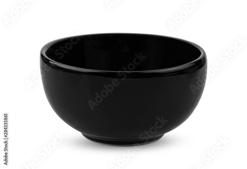 black ceramic bowl isolate on white background