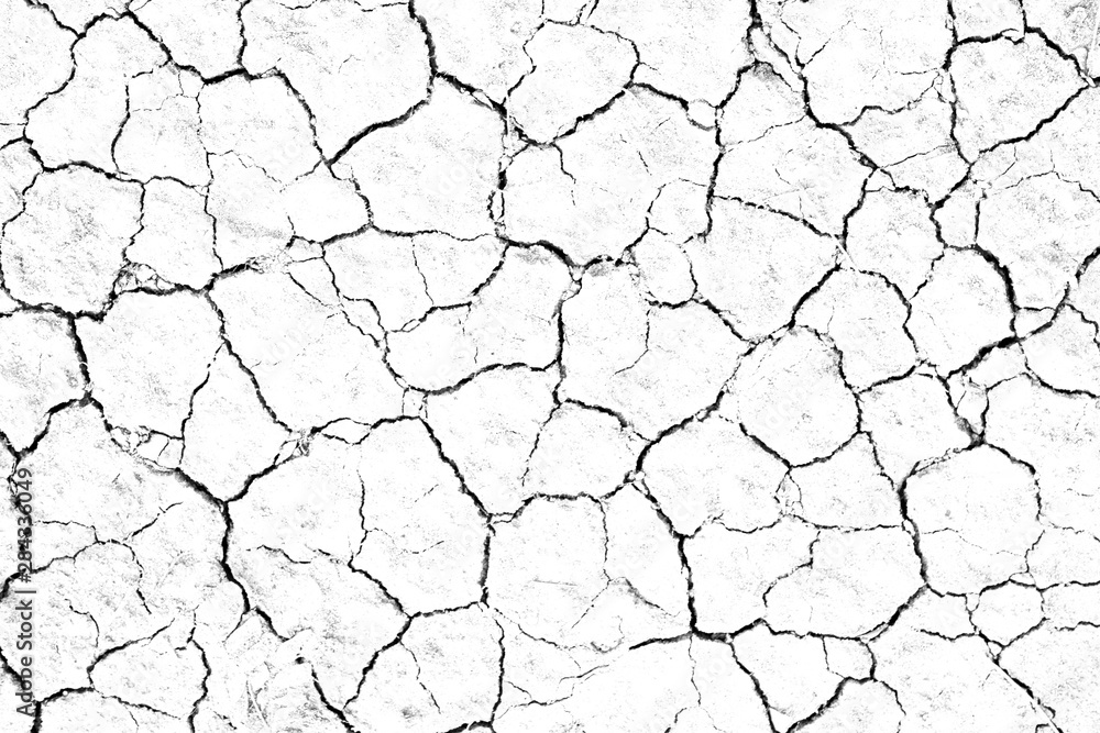 Dry cracked soil texture, background barren of drought lack of water of nature white. - obrazy, fototapety, plakaty 