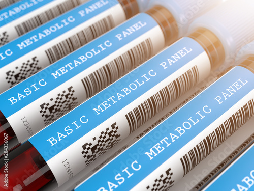 3d render of Basic Metabolic Panel blood tubes photo