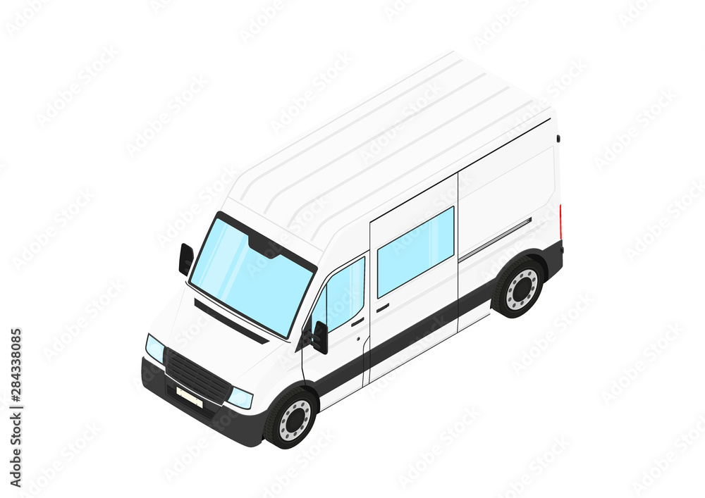 Modern van on a white background. Isometric view. Flat vector. Modern van on a white background. Isometric view. Flat vector.