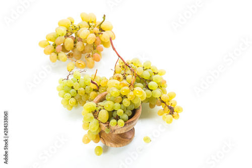 bunch of green grapes isolated on white