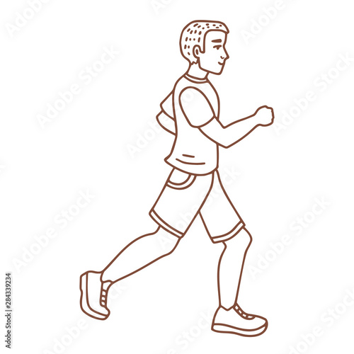 Fototapeta Naklejka Na Ścianę i Meble -  Isolated Running Man in Hand Drawn Doodle Style