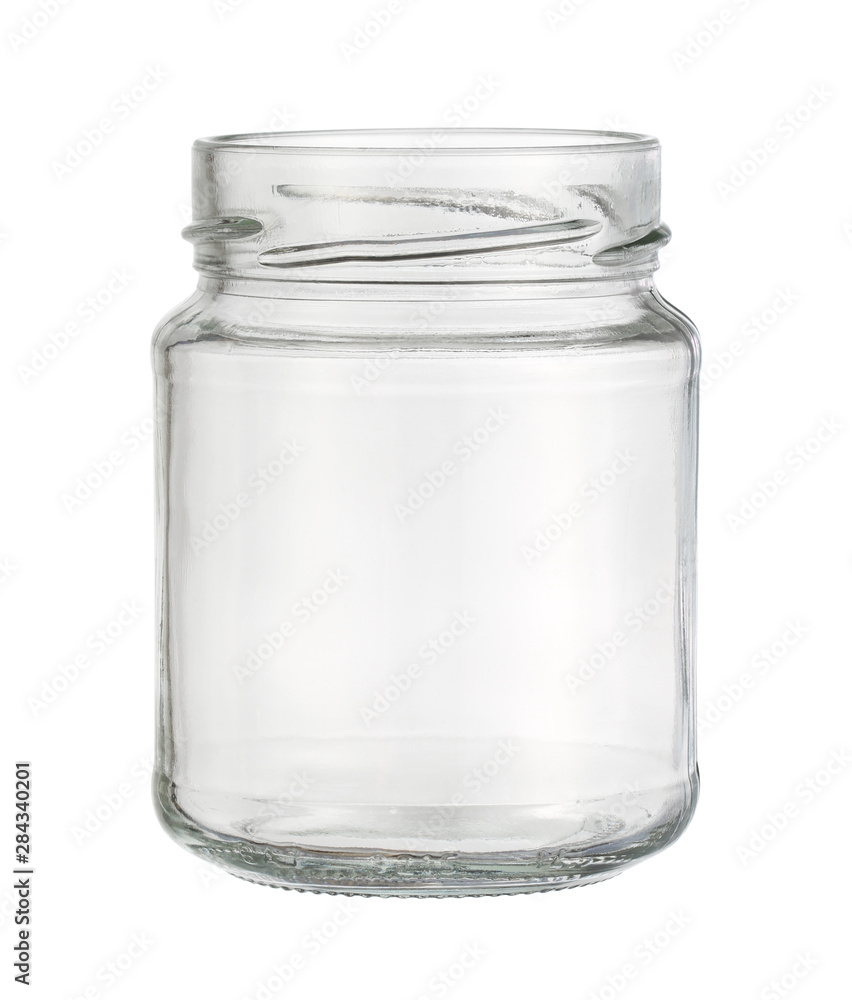 Glass bottle jam packaging (with clipping path) isolated on white background Glass bottle jam packaging (with clipping path) isolated on white background