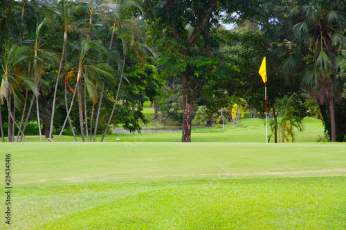 Golf course with flag