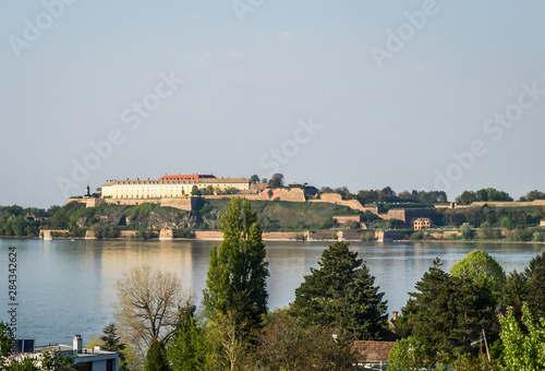 Panorama of the Danube River under the Petrovaradin fortress near Novi Sad