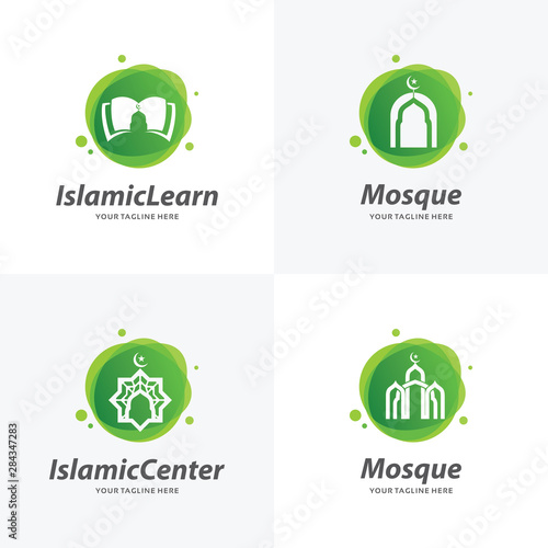 Set of Islamic Mosque Logo Design Templates