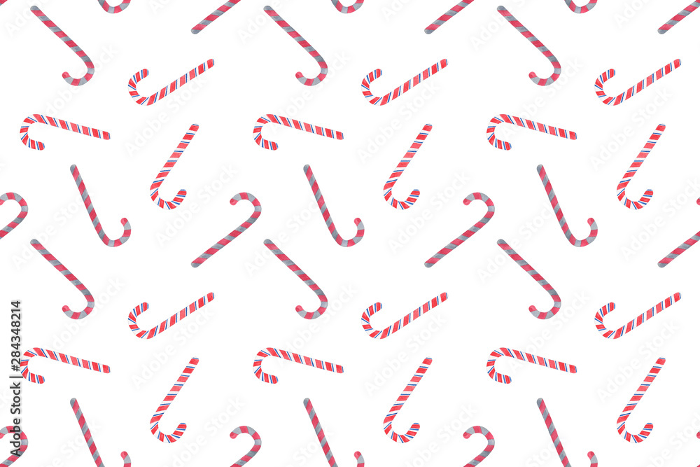 A repeat pattern of hand drawn traditional sweet made of sugar, striped lollypop stick, end of the year celebrations symbol, family and home A repeat pattern of hand drawn traditional sweet made of sugar, striped lollypop stick, end of the year celebrations symbol, family and home