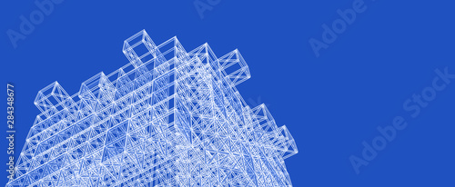 frame of modern building 3d illustration