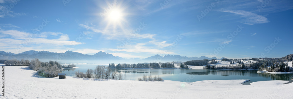 panoramic scene at winter in Bavaria, Germany