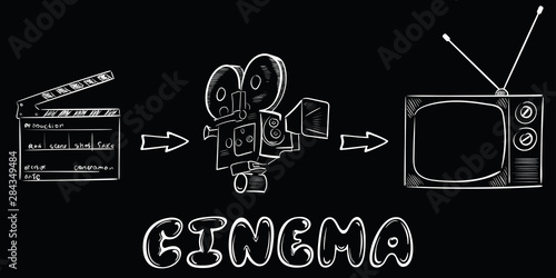 Cinema process and objects white