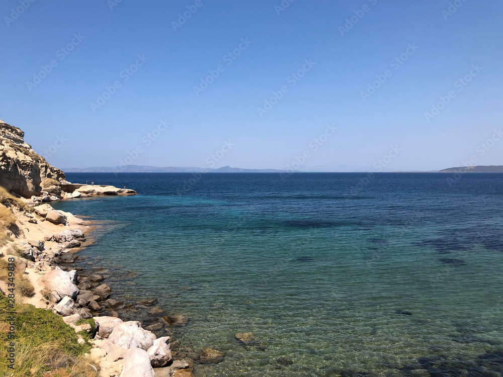 mediterranean coast rocks, sea and sky