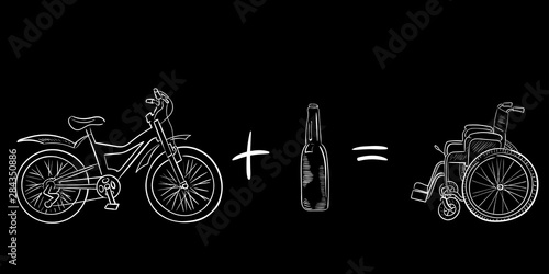 Modern bicycle and wheelchair white