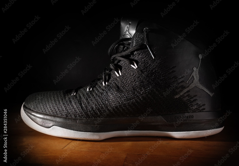 RALEIGH,NC/USA - 12-13-2018: Nike Air Jordan FlightSpeed basketball  sneakers on dark background Stock Photo | Adobe Stock