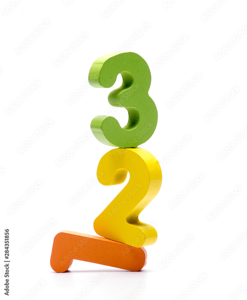Beautiful wooden numeric with shadow on white background Beautiful wooden numeric with shadow on white background