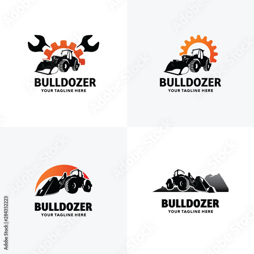 Set of Excavator and Bulldozer Logo Design Templates