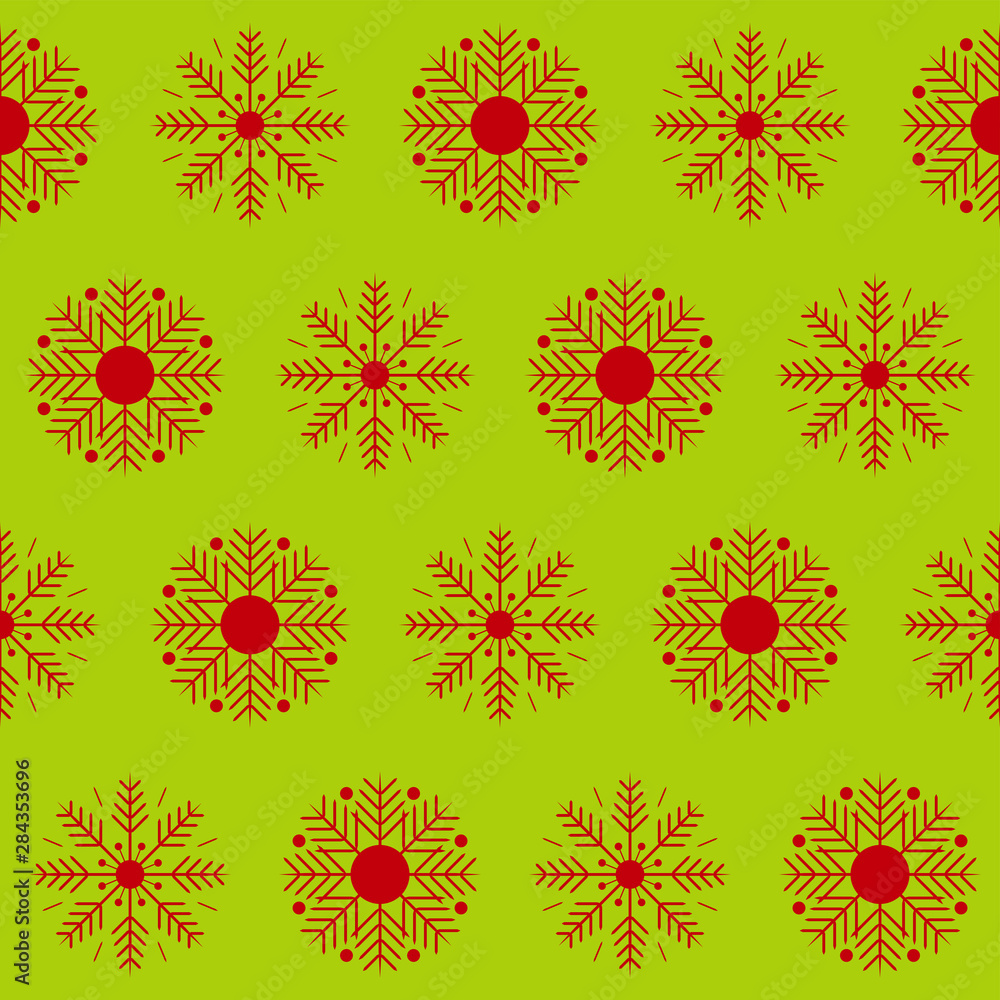Seamless pattern abstract Snowflake christmas background red and green