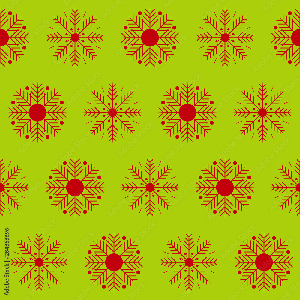 Seamless pattern abstract Snowflake christmas background red and green Seamless pattern abstract Snowflake christmas background red and green