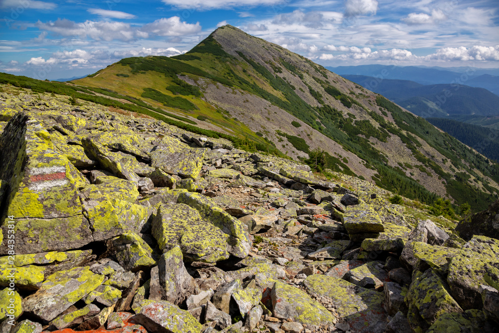 Beautiful mountains with blue sky. Traveling in the mountains. Ukrainian Carpathians.. Beautiful mountains with blue sky. Traveling in the mountains. Ukrainian Carpathians..
