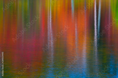 Surface of the water  the reflections became quite abstract blending the colors reflected from the turning leaves.