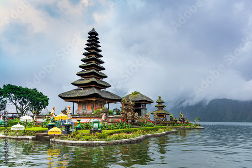 Pura Ulun Danu Bratan temple in Bratan lake  is famous tourist attraction destination in Bali island  Indonesia
