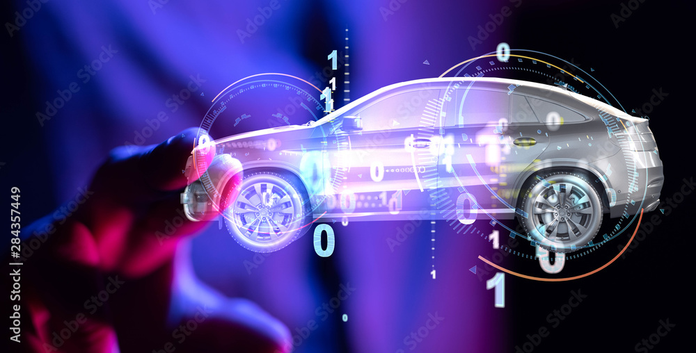 Fototapeta premium digital car technology smart in virtuel room