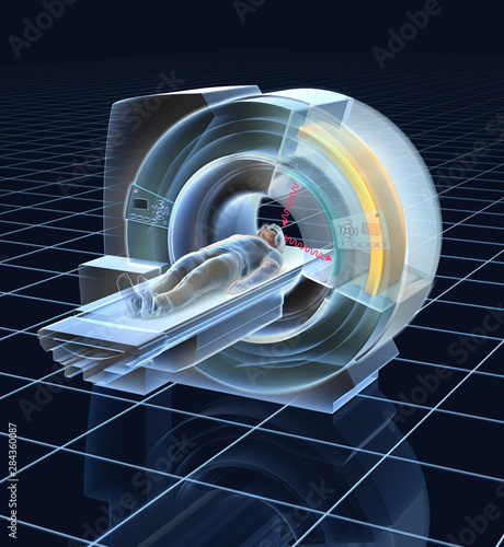 MRT (magnetic resonance tomography), medically 3D illustration