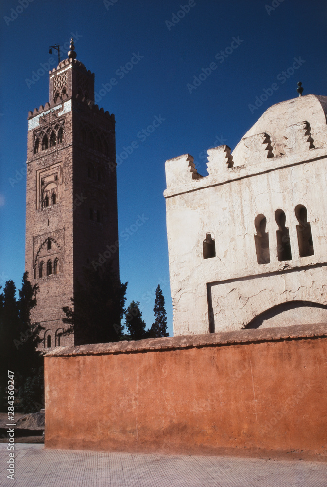 Morocco, Marrakesh, View of Koutoubia Mosque