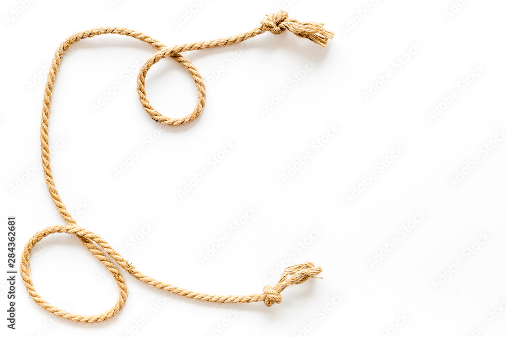 rope frame on white background top view mock up rope frame on white background top view mock up
