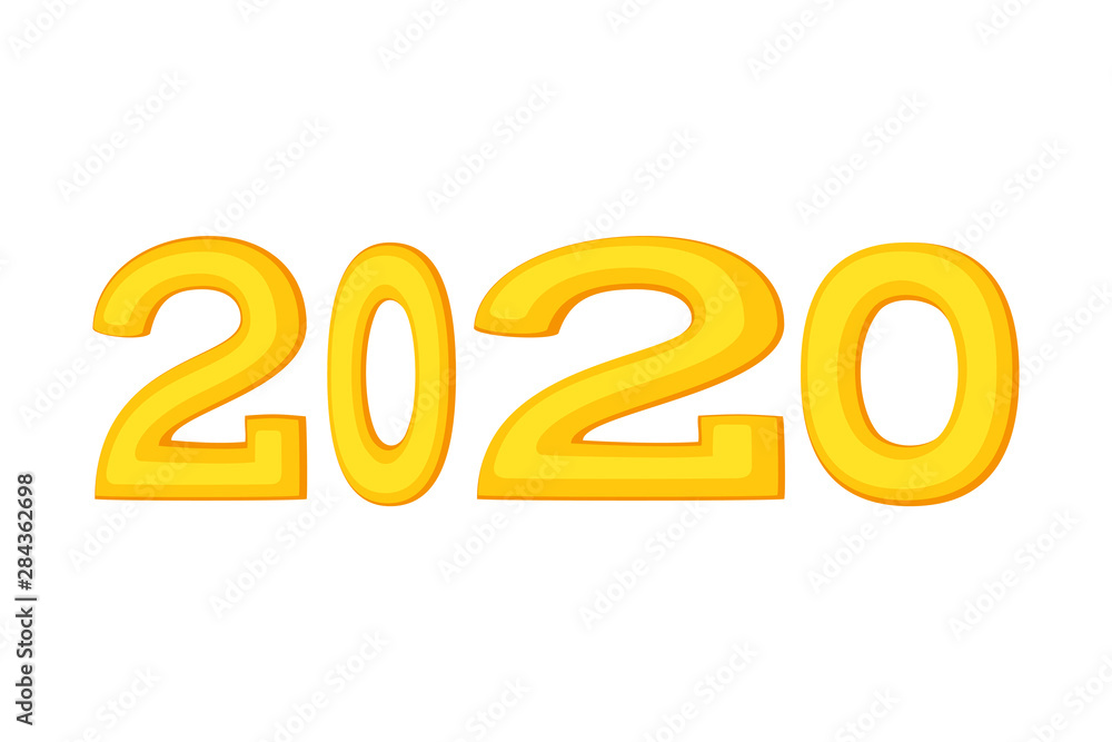 Cartoon yellow 2020 various width text characters Cartoon yellow 2020 various width text characters