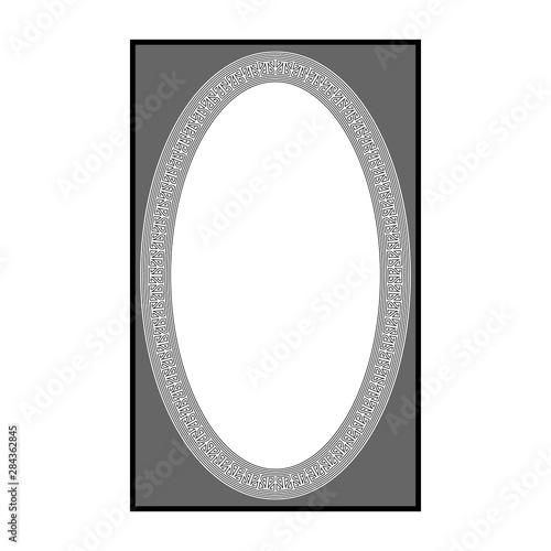 Frame oval with wavy line in oval. Fashion graphic background. Modern stylish abstract texture. Monochrome template for prints, label, banner, photo, border. Design element. Vector illustration.