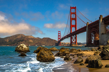 Canvas schilderij Golden Gate Bridge Golden Gate Bridge bij daglicht  © Jeffrey