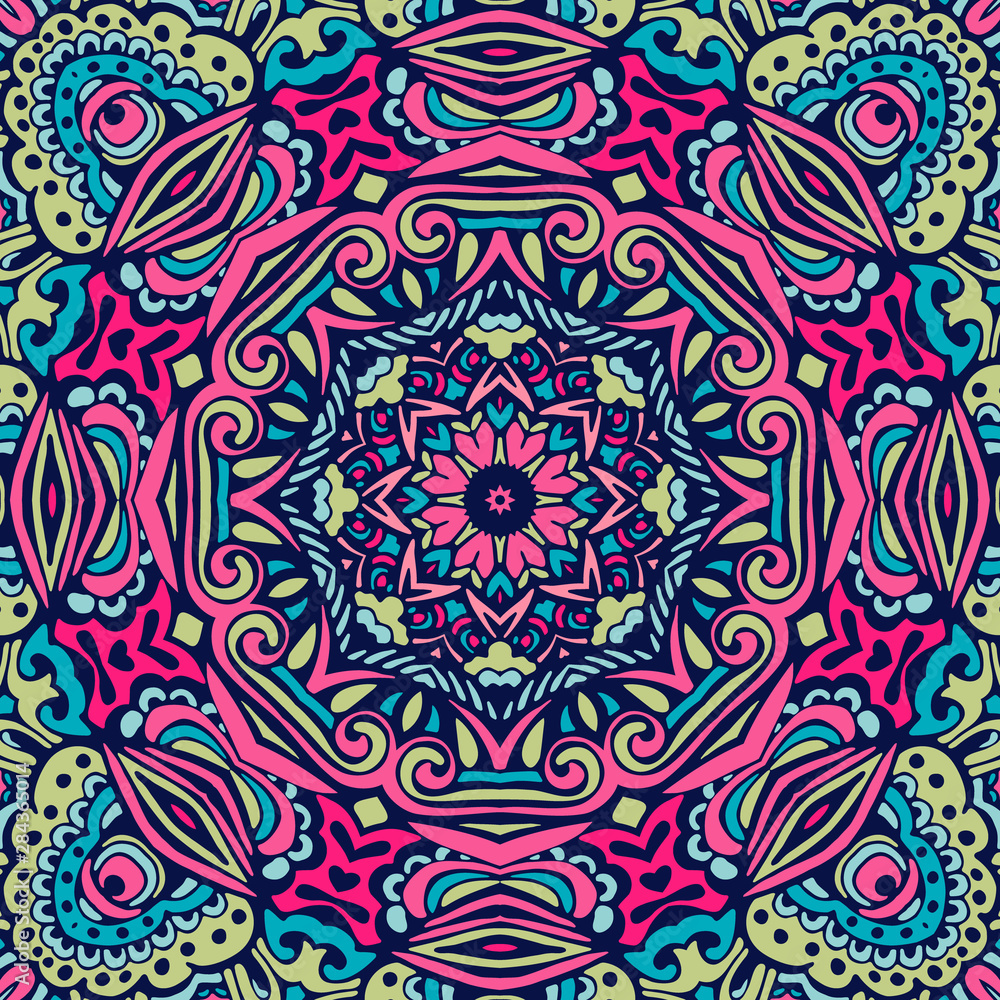 Mandala Hand drawn background. Oriental, Arabic, Indian, abstract doodle and floral motifs.