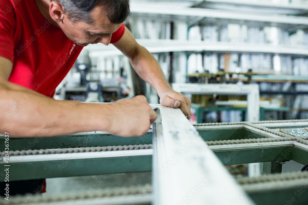 Hard work in aluminium and pvc factory Hard work in aluminium and pvc factory