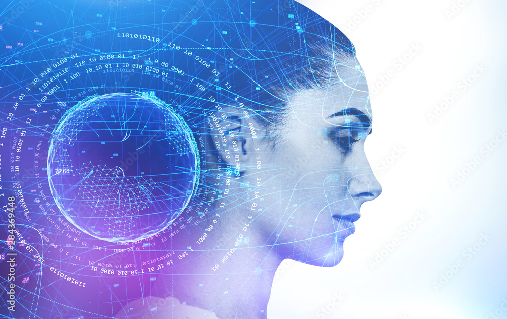 Young woman profile, internet interface Young woman profile, internet interface