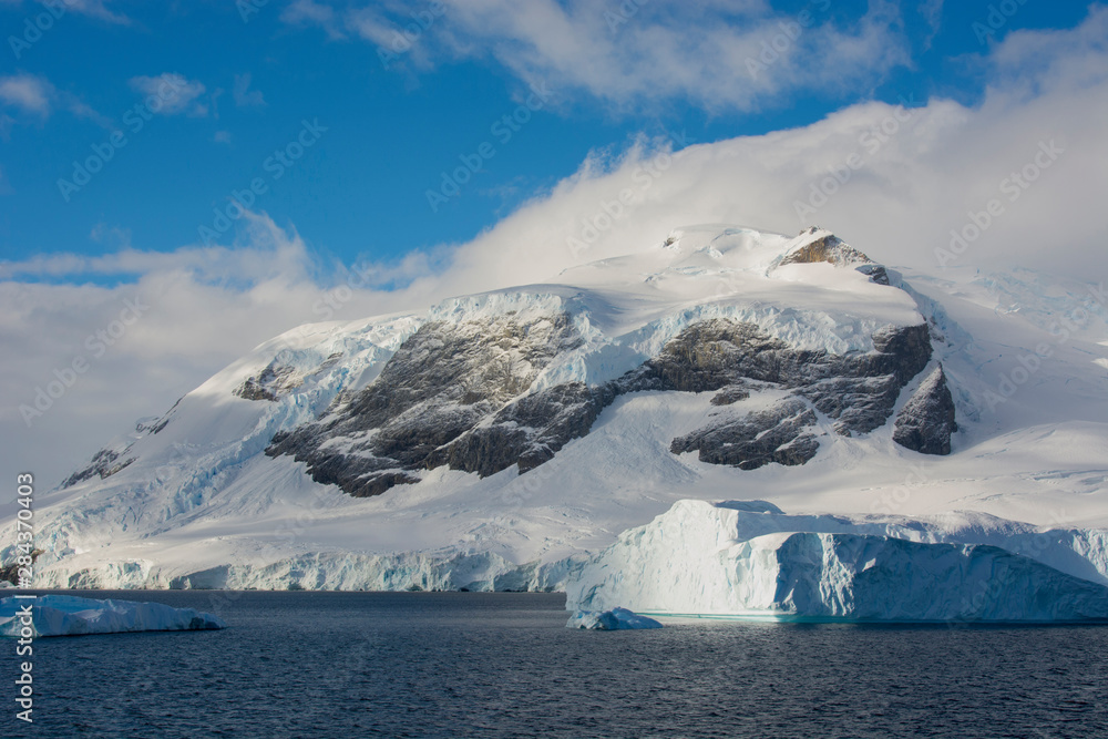 Antarctica. Paradise Harbor. Snowy mountains.