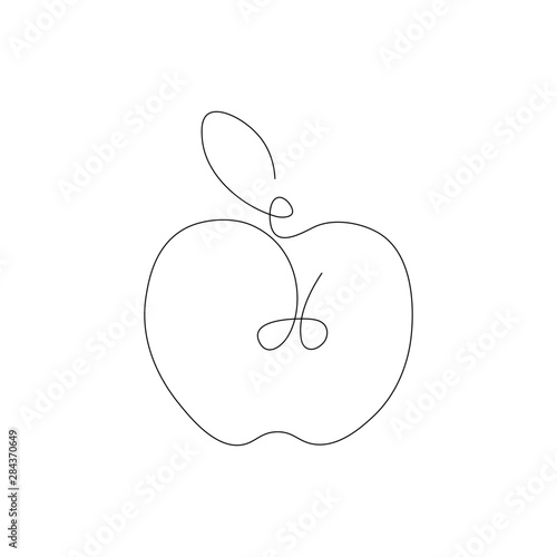 Apple - one line drawing. Continuous line. Hand-drawn minimalist illustration, vector.