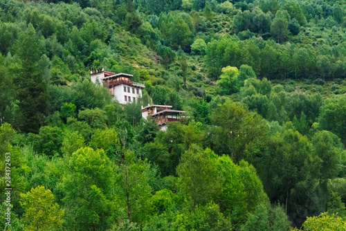 Tibetan houses in the mountain, Zhonglu Village, Danba County, Garze Tibetan Autonomous Prefecture, western Sichuan, China