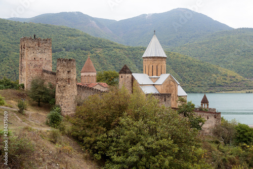 Georgia  Aragvi. The Ananuri Castle complex with the Aragvi river behind it.