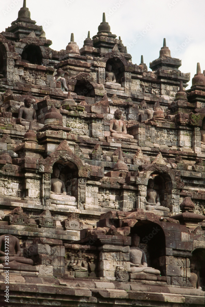 Indonesia, Borobudur, View of world's largest Buddhist temple