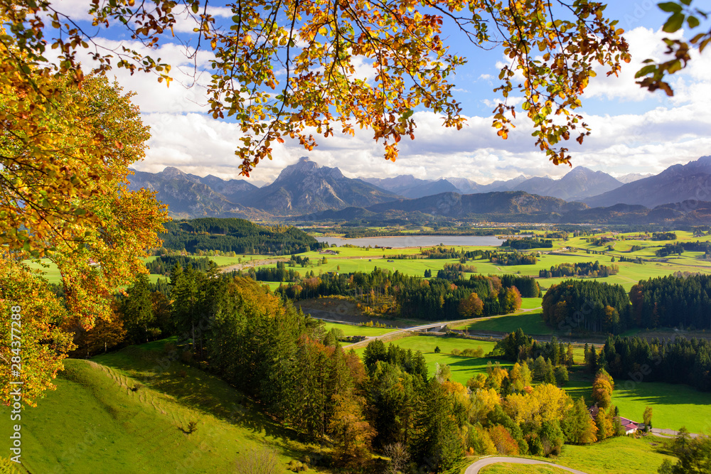 panoramic landscape in Bavaria at autumn