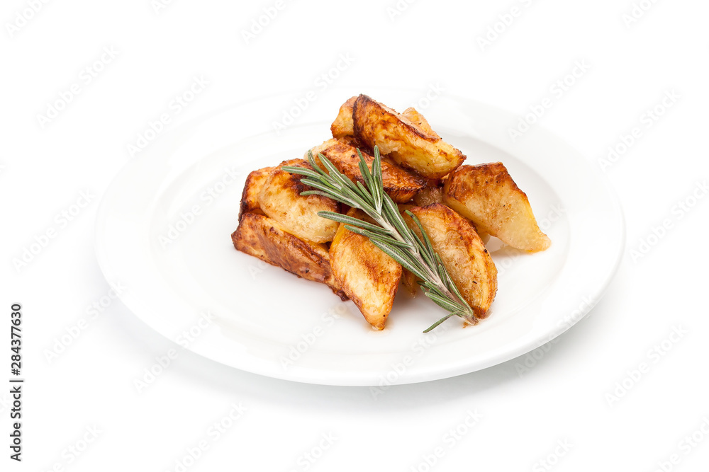 Oven-baked potato with a sprig of rosemary. Oven-baked potato with a sprig of rosemary.